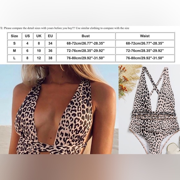 NWOT Womens Leopard Print Tie Wrap Around One Piece Swimsuit Size Small - Picture 13 of 13